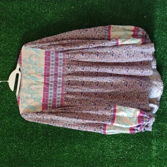 Pink and Purple Long Sleeve Tie Front Blouse - Picture 4 of 5